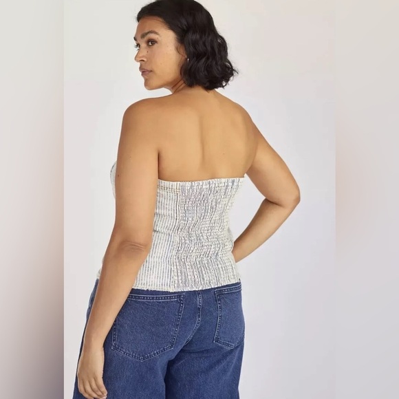 PILCRO XL Anthropologie Denim Sleeveless Corset Crop Tube Top  Club Biker Edgy - Picture 2 of 16